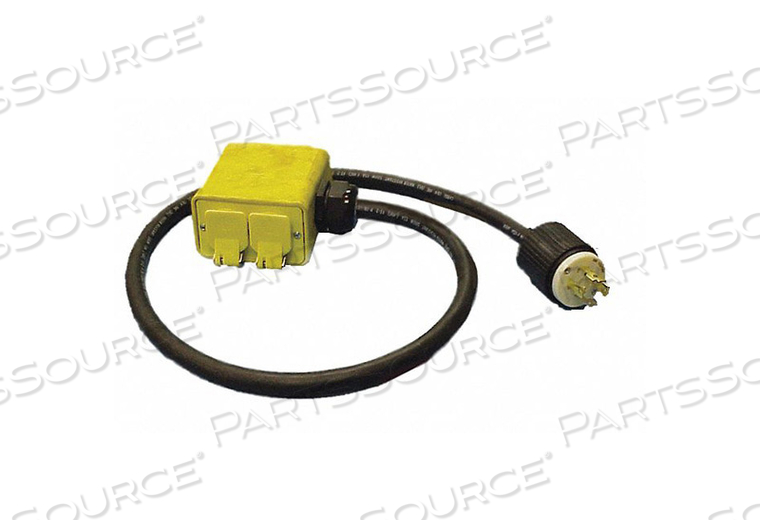 GENERATOR CORD WITH PENDANT BOX, 4 FT, 20 A, 120/240 VAC, 12 AWG, NEMA L14-20P TO NEMA 5-20R, BLACK by CEP