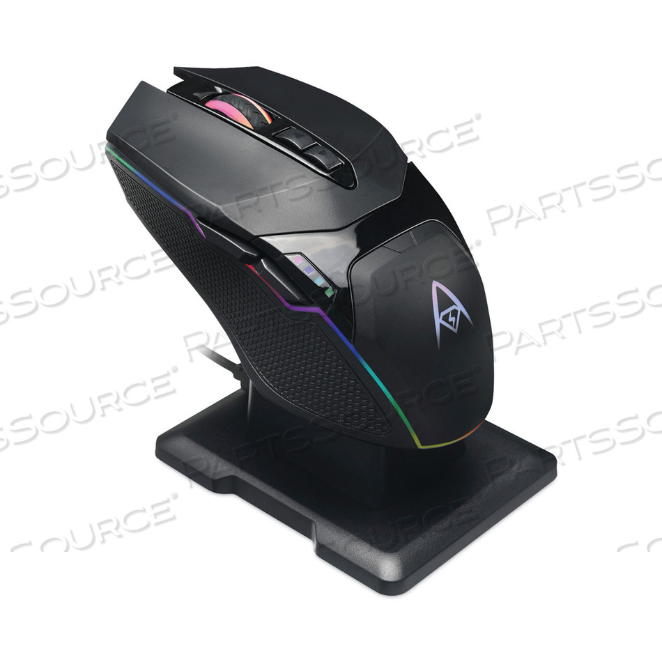 IMOUSE X50 SERIES GAMING MOUSE WITH CHARGING CRADLE, 2.4 GHZ FREQUENCY/33 FT WIRELESS RANGE, LEFT/RIGHT HAND USE, BLACK 