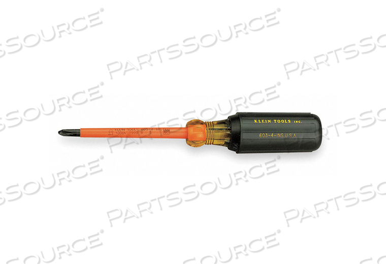 INSULATED SCREWDRIVER, #2 PHILLIPS TIP, 4 IN by Klein Tools