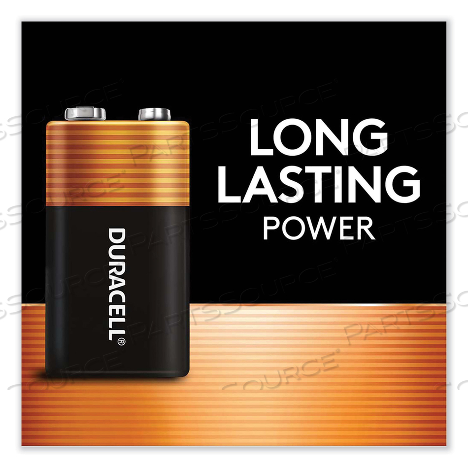 BATTERY, COPPERTOP, 9V, ALKALINE, 9V, 600 MAH by Duracell