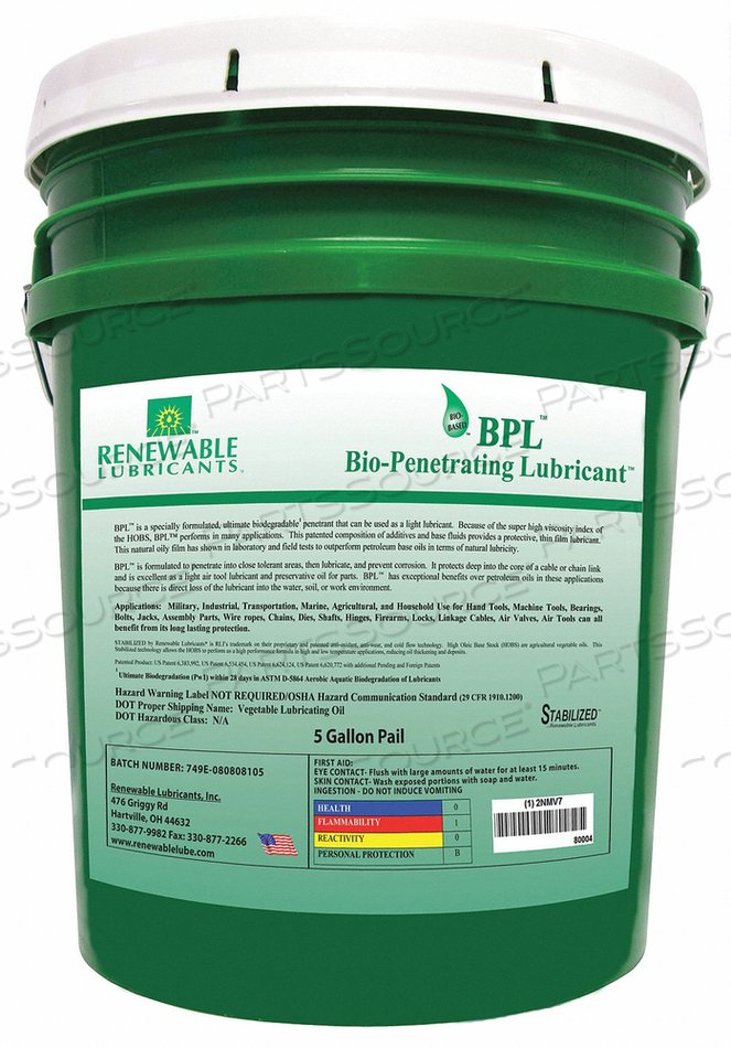 5 GAL. PAIL LUBRICANT by Renewable Lubricants