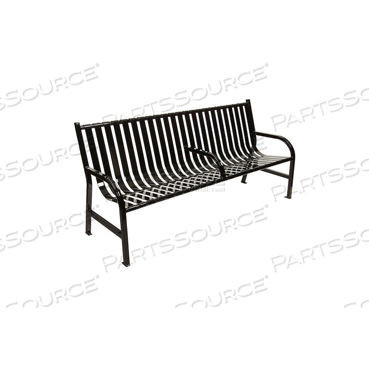 6 FEET SLATTED METAL BENCH WITH 3 ARMRESTS - BLACK by Witt Company 6 FEET SLATTED METAL BENCH WITH 3 ARMRESTS - BLACK by Witt Company
