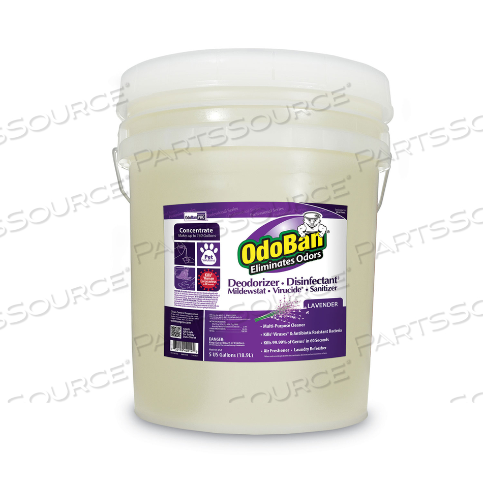 CONCENTRATED ODOR ELIMINATOR AND DISINFECTANT, LAVENDER SCENT, 5 GAL PAIL by Odoban