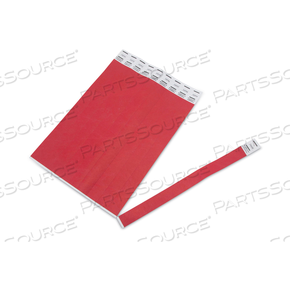 CROWD MANAGEMENT WRISTBANDS, SEQUENTIALLY NUMBERED, 9.75" X 0.75", RED by Advantus