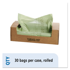 ECOSAFE-6400 BAGS, 64 GAL, 0.85 MIL, 48" X 60", GREEN, 30/BOX by Envision