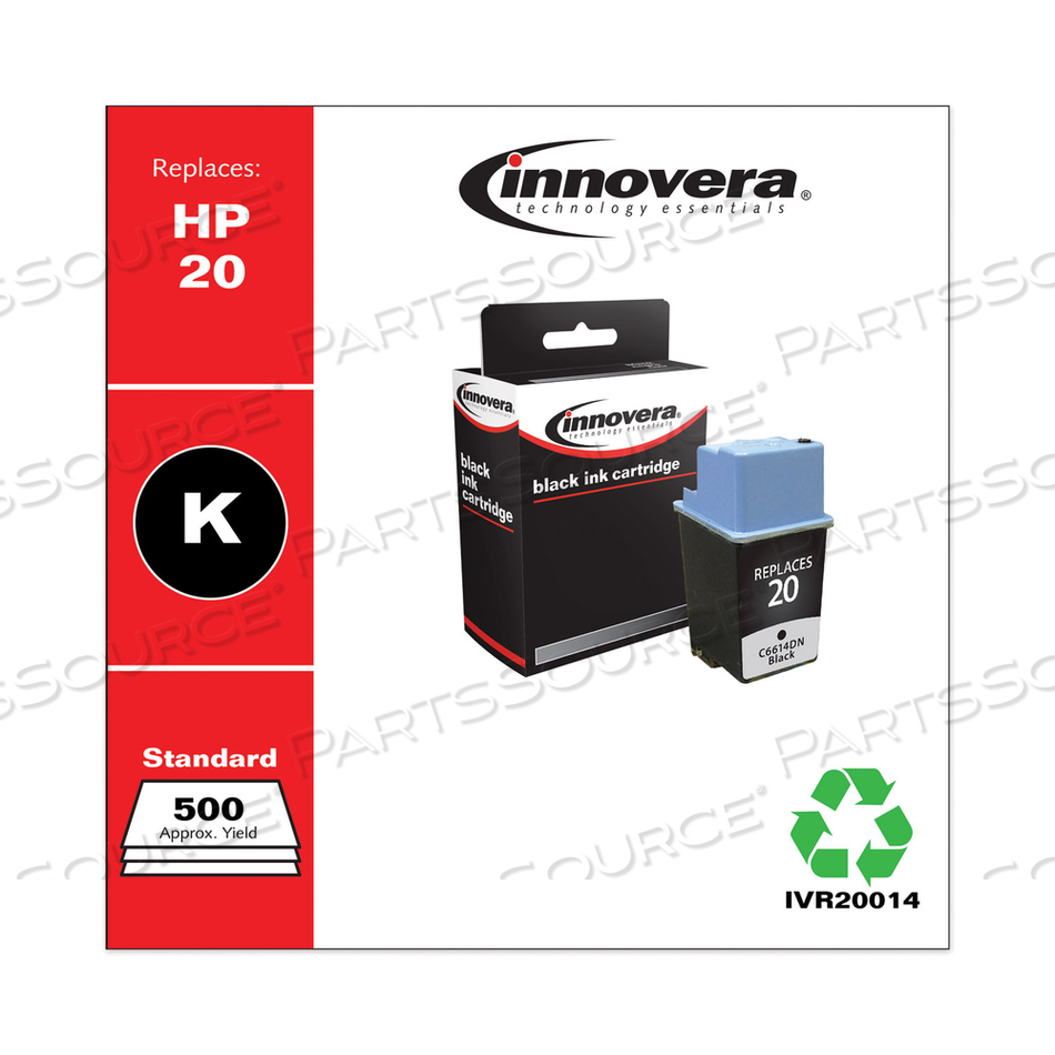 REMANUFACTURED BLACK INK, REPLACEMENT FOR 20 (C6614DN), 500 PAGE-YIELD 