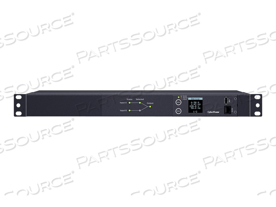 METERED ATS SERIES PDU24006, POWER DISTRIBUTION UNIT (RACK-MOUNTABLE), AC 200-240 V, 1-PHASE, SERIAL, INPUT: 2 X NEMA L6-20P, OUTPUT CONNECT by CyberPower METERED ATS SERIES PDU24006, POWER DISTRIBUTION UNIT (RACK-MOUNTABLE), AC 200-240 V, 1-PHASE, SERIAL, INPUT: 2 X NEMA L6-20P, OUTPUT CONNECT by CyberPower