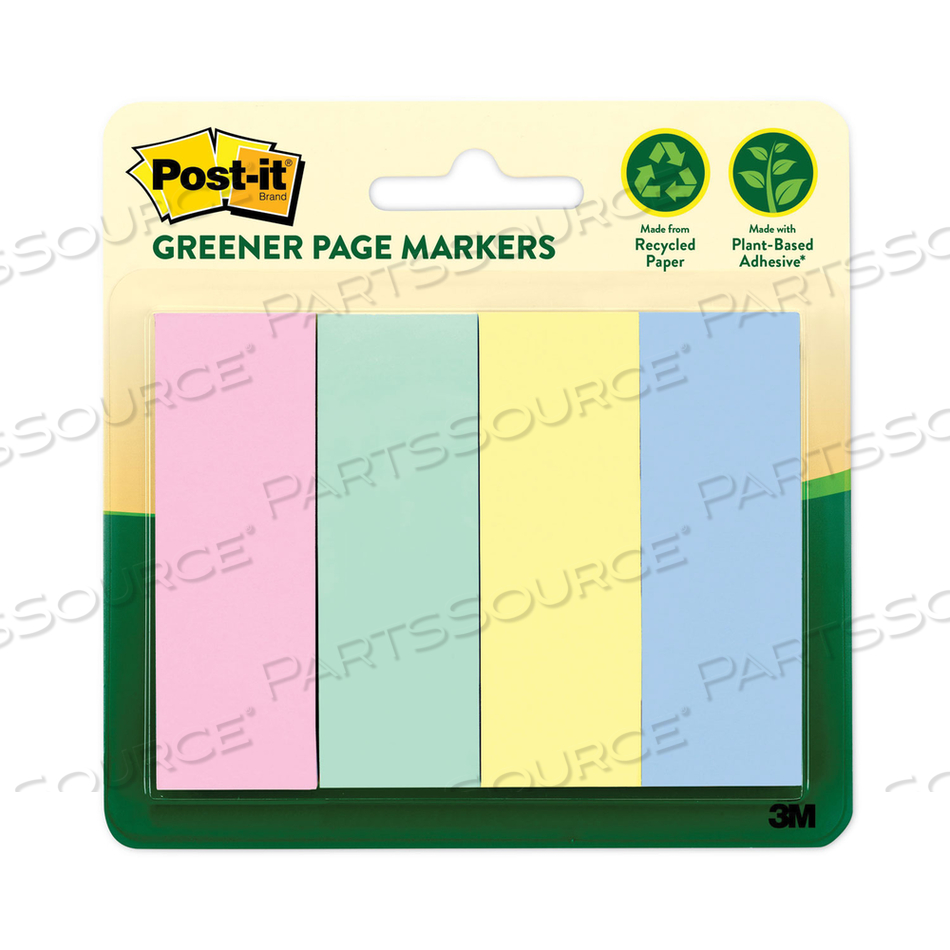 GREENER PAGE MARKERS, ASSORTED PASTEL COLORS, 50 FLAGS/PAD, 4 PADS/PACK 