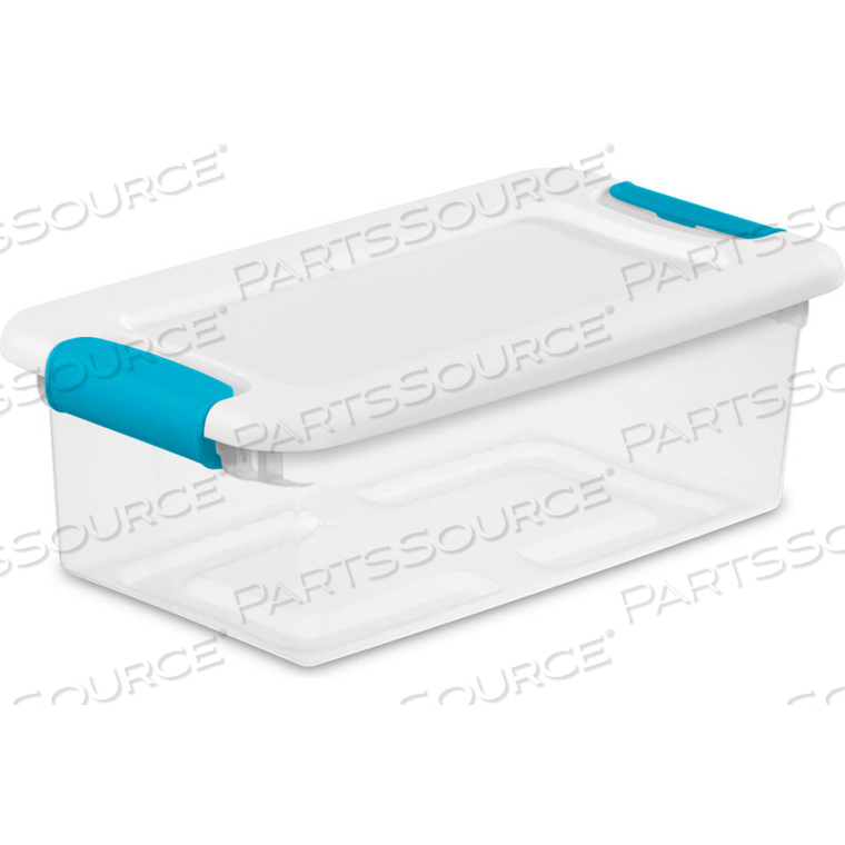 6 QUART CLEAR STORAGE LATCH TOTE WHITE LID BLUE LATCHES 14-1/8 X 7-5/8 X 4-7/8 by Sterilite