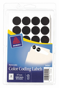 LABEL BLACK 3/4 DIA 1008 LABELS PK36 by Avery