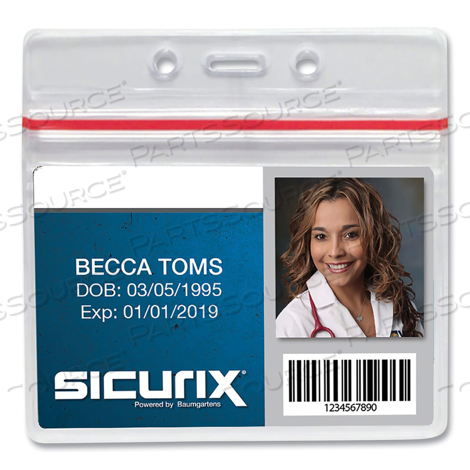 SEALABLE CARDHOLDER, HORIZONTAL, 3.75 X 2.62, CLEAR, 50/PACK by Sicurix SEALABLE CARDHOLDER, HORIZONTAL, 3.75 X 2.62, CLEAR, 50/PACK by Sicurix