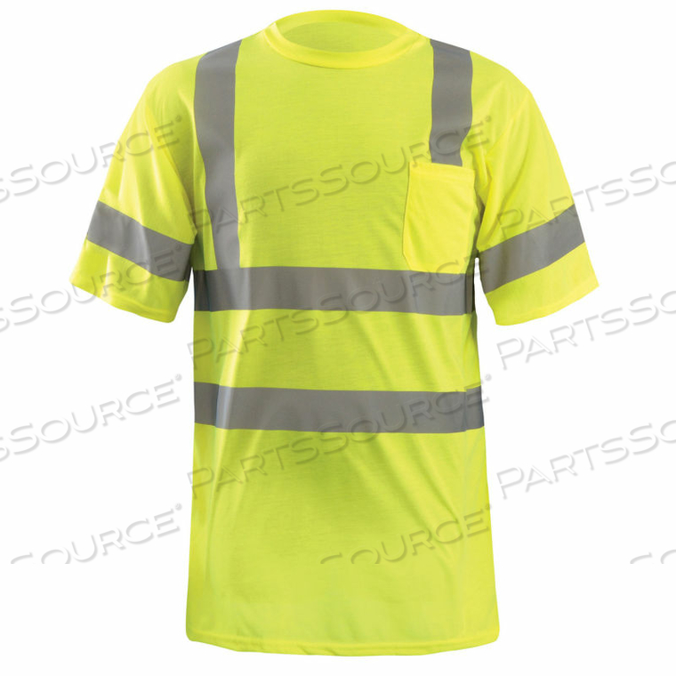 WICKING T-SHIRT W/ SLEEVE STRIPES, CLASS 3, ANSI, HI-VIS YELLOW, 5XL by Occunomix