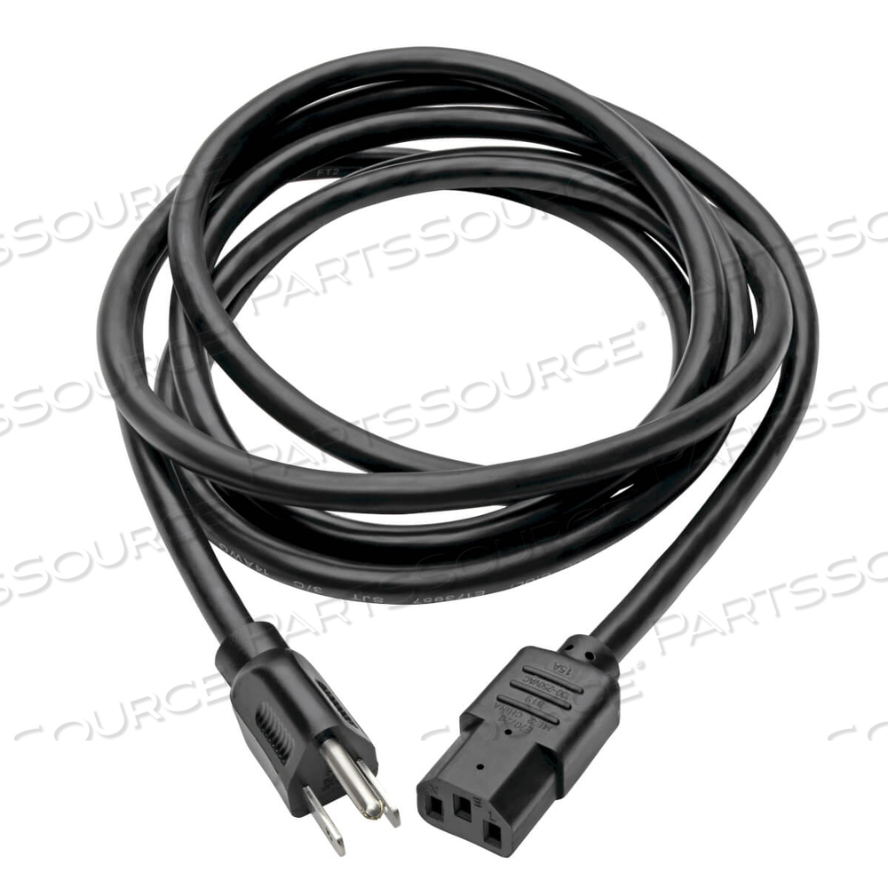 POWER CORD, 12 FT, 15 A, 125 V, 14 AWG, NEMA 5-15P TO IEC 320-C13, BLACK by Tripp Lite
