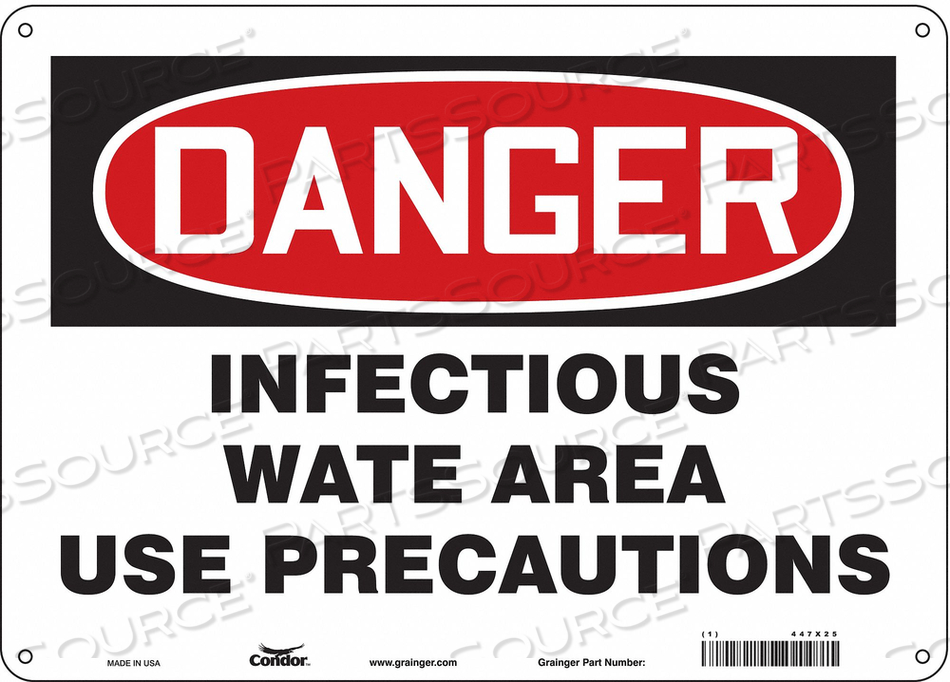 SAFETY SIGN, HORIZONTAL RECTANGLE, NUMBER OF PRINTED SIDES 1, ENGLISH, SIGN FORMAT TRADITIONAL OSHA, SIGN LEGEND INFECTIOUS WASTE AREA USE P by Condor SAFETY SIGN, HORIZONTAL RECTANGLE, NUMBER OF PRINTED SIDES 1, ENGLISH, SIGN FORMAT TRADITIONAL OSHA, SIGN LEGEND INFECTIOUS WASTE AREA USE P by Condor