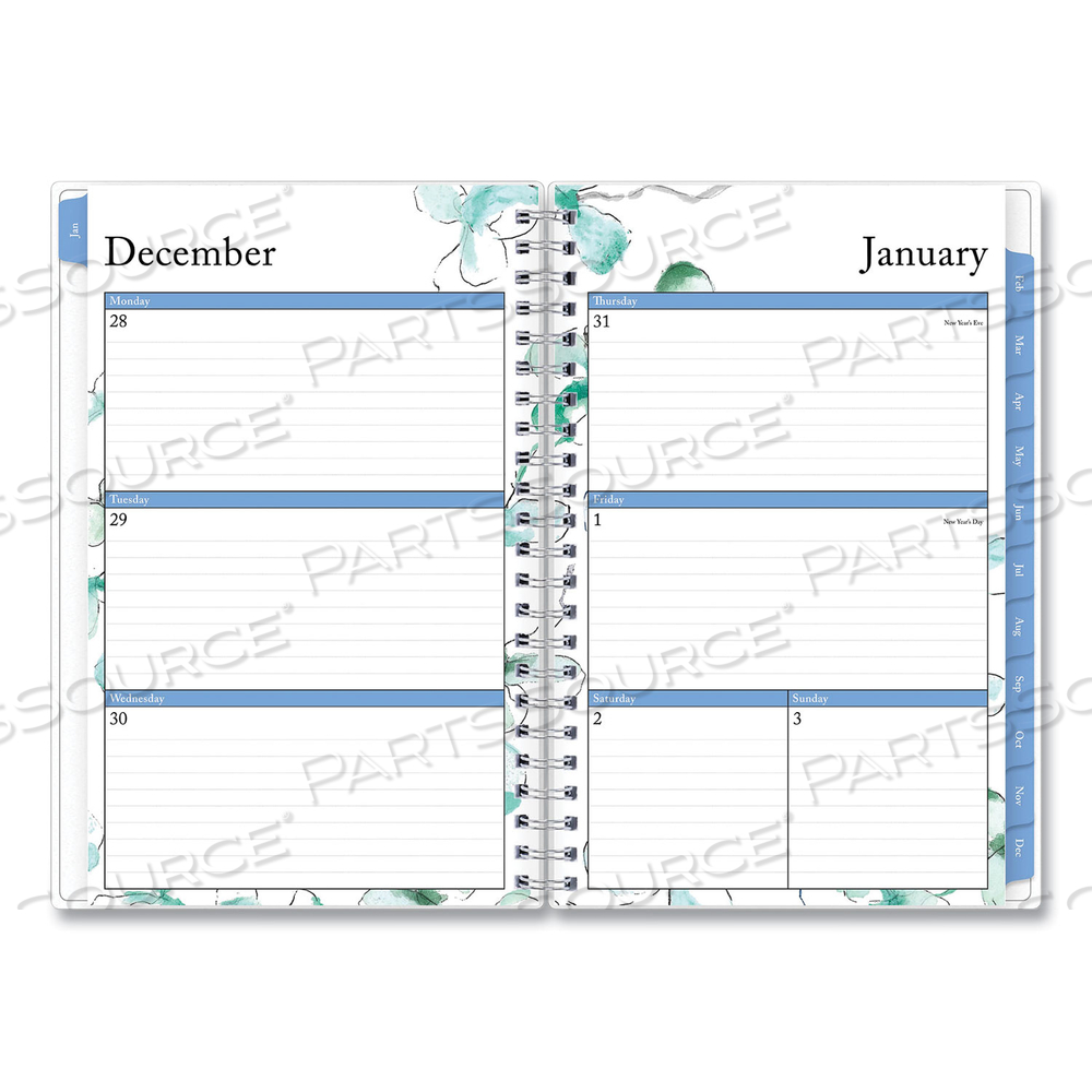 LINDLEY WEEKLY/MONTHLY PLANNER, LINDLEY FLORAL ARTWORK, 8 X 5, WHITE/BLUE/GREEN COVER, 12-MONTH (JAN TO DEC): 2023 by Blue Sky