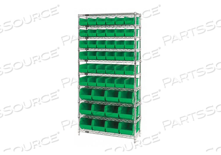 G7059 BIN SHELVING 74 OVERALL H 48 BINS GREEN by Quantum Storage Systems G7059 BIN SHELVING 74 OVERALL H 48 BINS GREEN by Quantum Storage Systems