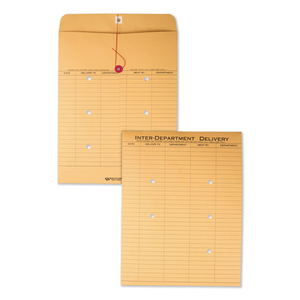 RECYCLED KRAFT STRING/BUTTON INTEROFFICE ENVELOPE, #97, TWO-SIDED FIVE-COLUMN FORMAT, 52-ENTRIES, 10 X 13, BROWN KRAFT,100/CT by Quality Park Products