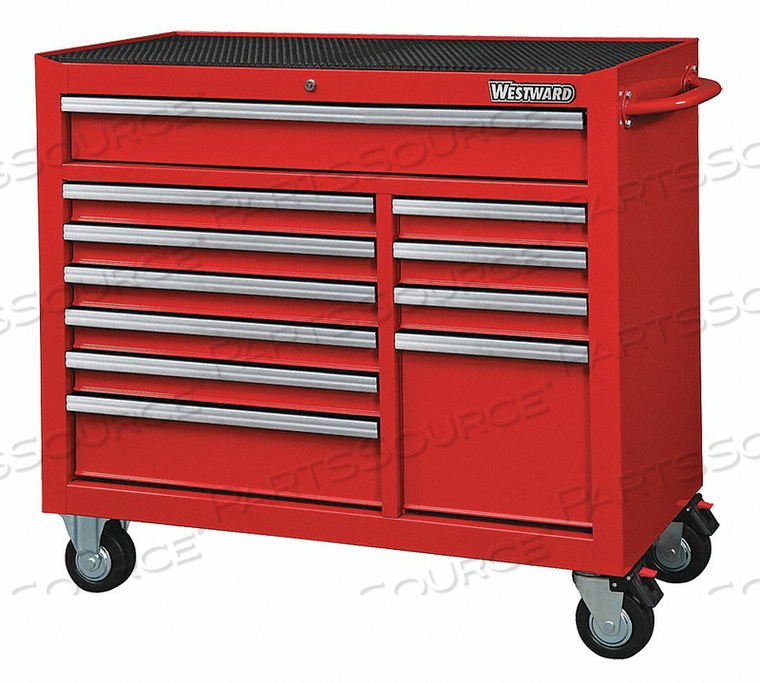 ROLLING TOOL CABINET, HEAVY DUTY, WIDTH 42 IN, DEPTH 18 15/16 IN, HEIGHT 39 13/16 IN, NUMBER OF DRAWERS 11, RED, DRAWER COLOR RED, DRAWER CA by Westward ROLLING TOOL CABINET, HEAVY DUTY, WIDTH 42 IN, DEPTH 18 15/16 IN, HEIGHT 39 13/16 IN, NUMBER OF DRAWERS 11, RED, DRAWER COLOR RED, DRAWER CA by Westward