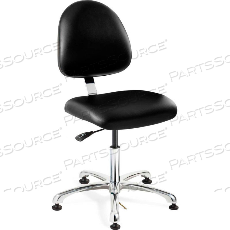 INTEGRA-ESD VINYL UPHOLSTERED CHAIR, MEDIUM-BACK, ALUMINUM BASE, BLACK by Bevco Precision Manufacturing