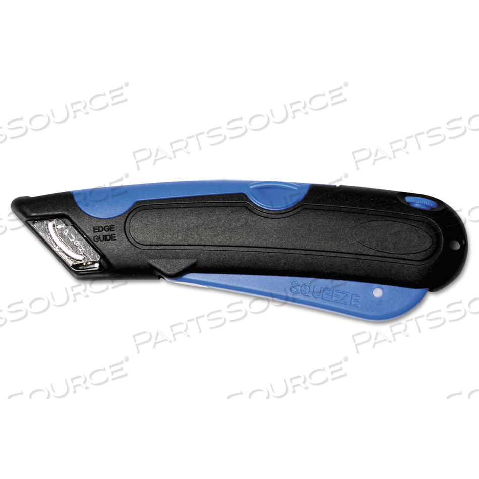 EASYCUT CUTTER KNIFE W/SELF-RETRACTING SAFETY-TIPPED BLADE, 6" PLASTIC HANDLE, BLACK/BLUE by Cosco EASYCUT CUTTER KNIFE W/SELF-RETRACTING SAFETY-TIPPED BLADE, 6" PLASTIC HANDLE, BLACK/BLUE by Cosco