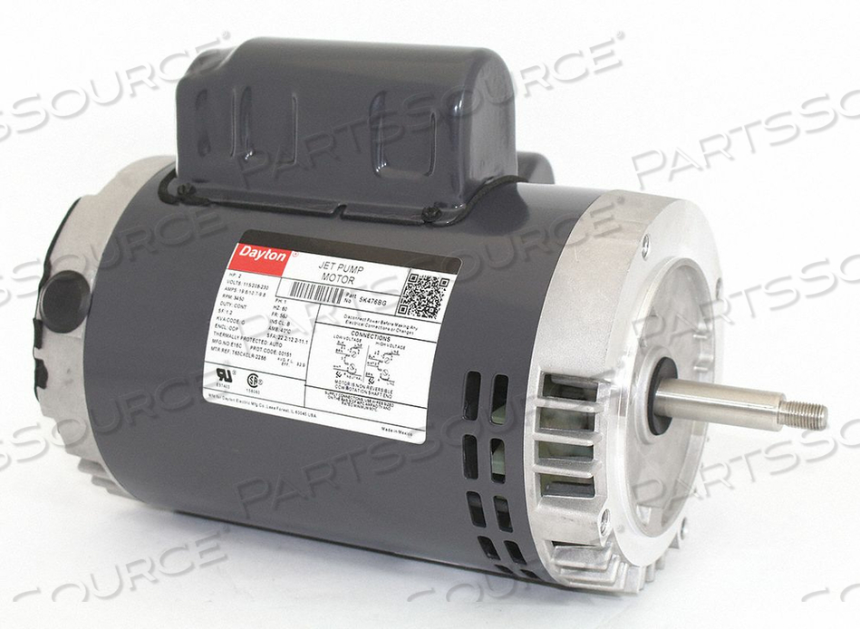 JET PUMP MOTOR, BODY DIA. 6.5 IN, FINISH GRAY, FRAME 56J, HZ 60 HZ, FULL LOAD AMPS 19.6/10.7-9.8, HP 2, INCLUDES DRIPCOVER KIT FOR VERTICAL  by DAYTON ELECTRIC MANUFACTURING CO
