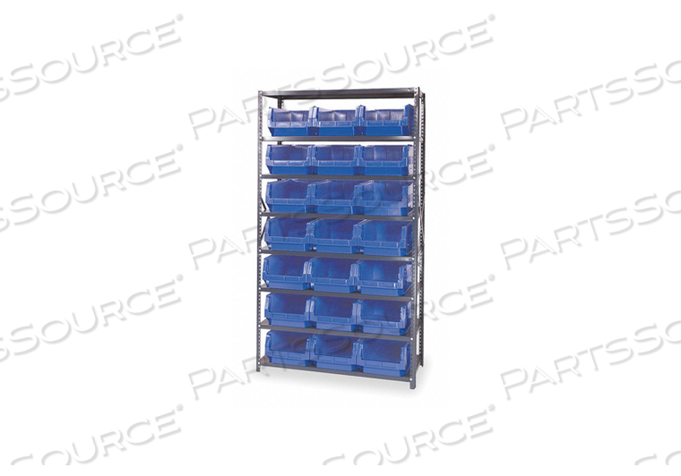 MSU-532 STEEL SHELVING WITH 21 MAGNUM GIANT HOPPER BINS BLUE, 18X42X75 by Quantum Storage Systems MSU-532 STEEL SHELVING WITH 21 MAGNUM GIANT HOPPER BINS BLUE, 18X42X75 by Quantum Storage Systems
