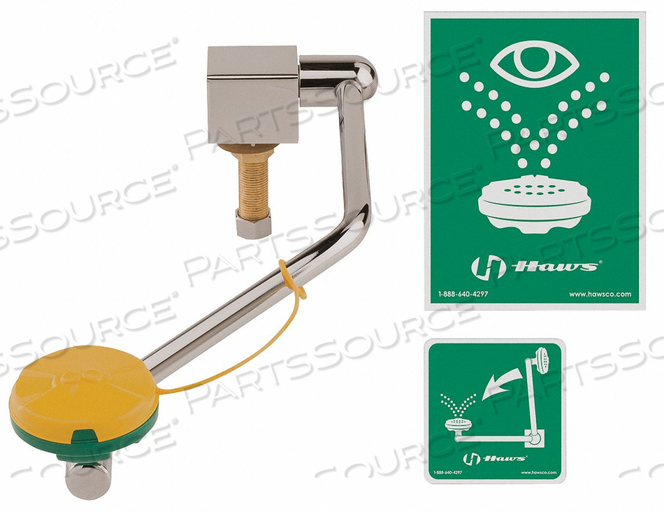 BARRIER-FREE SINGLE ACTION SWING-DOWN EYE/FACE WASH MOUNTED ON REAR OF SINK by Haws