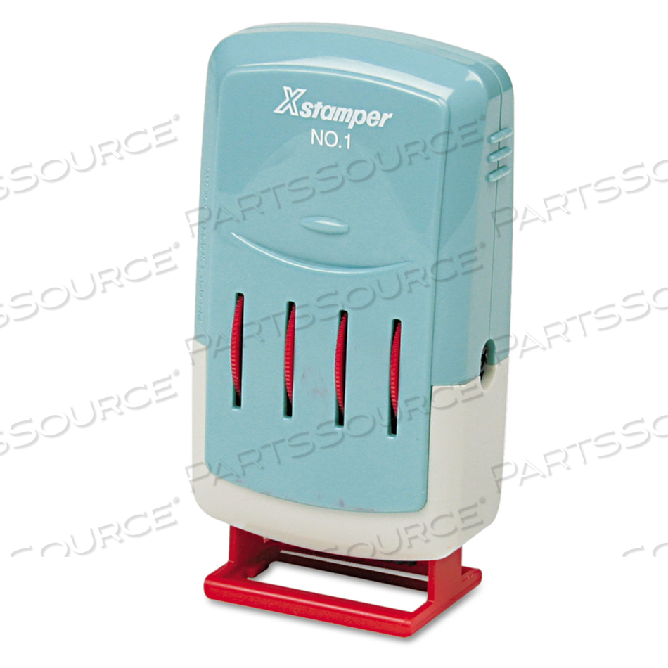 XSTAMPER VERSADATER PRE-INKED MESSAGE/DATE STAMP, FAX'D/PAID/REC'D, 1/4" X 1", RED by Xstamper