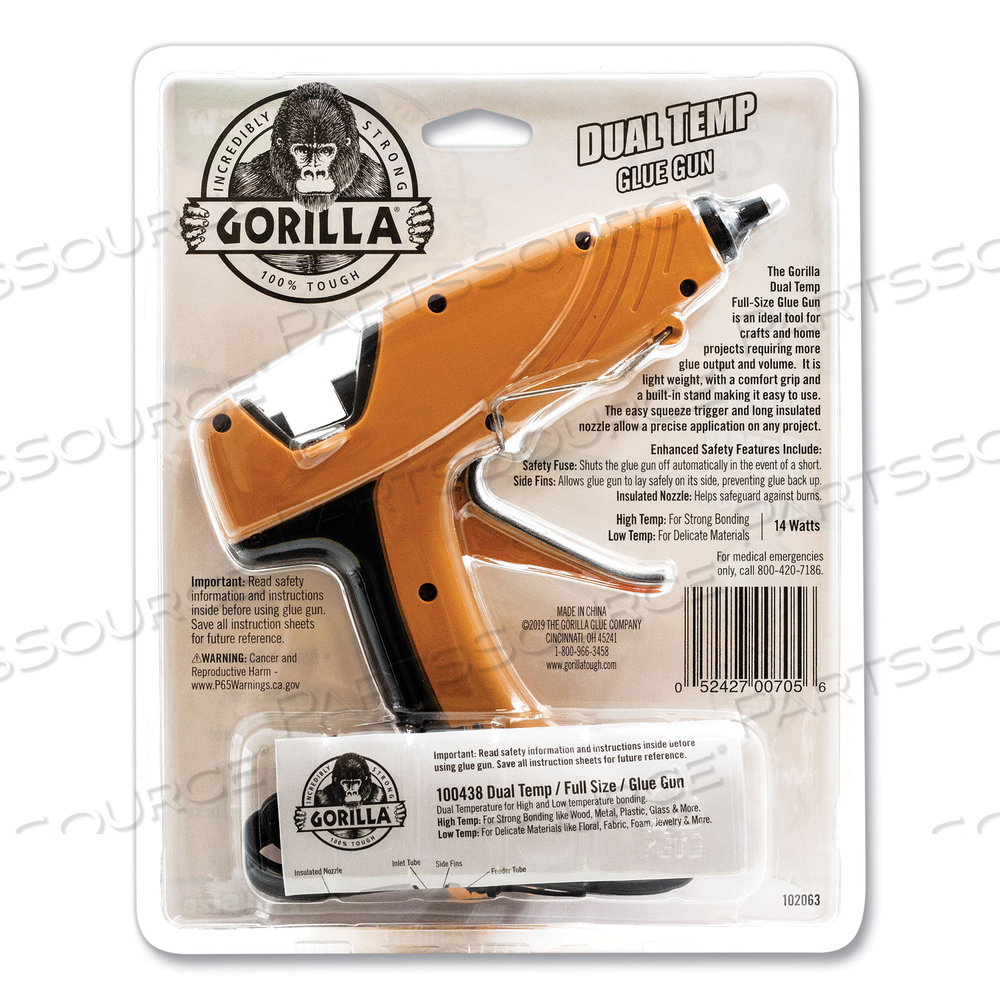 DUAL TEMP HOT GLUE GUN, ORANGE/BLACK by Gorilla Glue DUAL TEMP HOT GLUE GUN, ORANGE/BLACK by Gorilla Glue