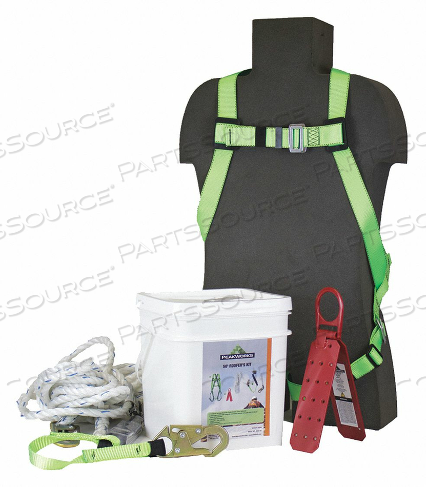 RK6-25 ROOFER'S FALL PROTECTION KIT - HARNESS, 3' SHOCK ABSORBING LANYARD, 25' LIFELINE by SureWerx RK6-25 ROOFER'S FALL PROTECTION KIT - HARNESS, 3' SHOCK ABSORBING LANYARD, 25' LIFELINE by SureWerx