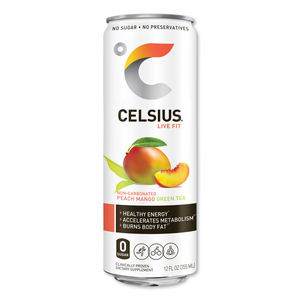 LIVE FIT FITNESS DRINK, PEACH MANGO GREEN TEA, 12 OZ CAN, 12/CARTON by Celsius