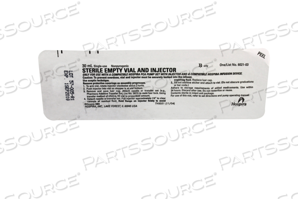 30ML EMPTY VIAL WITH INJECTOR FOR PCA INFUSION PUMP 30ML EMPTY VIAL WITH INJECTOR FOR PCA INFUSION PUMP