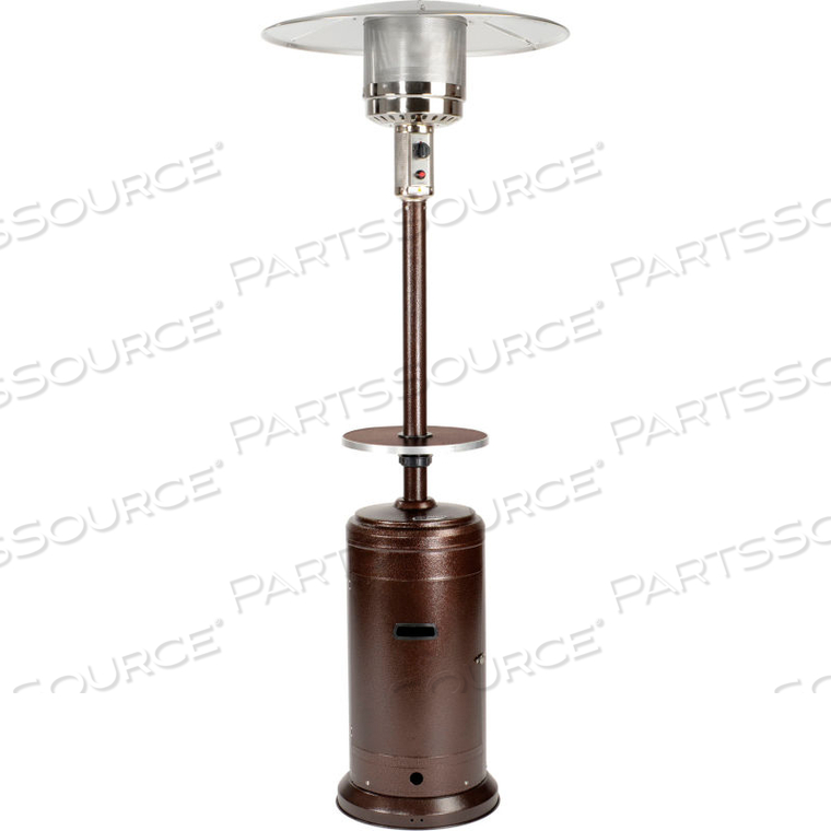 PATIO HEATER WITH STEEL TABLE, 48000 BTU, PROPANE, HAMMERED GOLD by Hiland PATIO HEATER WITH STEEL TABLE, 48000 BTU, PROPANE, HAMMERED GOLD by Hiland
