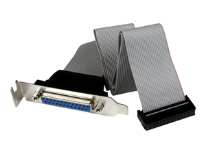 LOW PROFILE 16IN PARALLEL PORT HEADER CABLE ADAPTER W/ BRACKET - PARALLEL PANEL - DB-25 (F) TO 26 PIN IDC (F) - 1.3 FT - GRAY by StarTech.com Ltd.