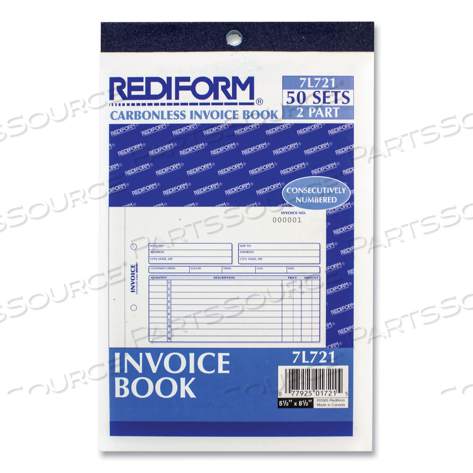 INVOICE BOOK, TWO-PART CARBONLESS, 5.5 X 7.88, 50 FORMS TOTAL by Rediform INVOICE BOOK, TWO-PART CARBONLESS, 5.5 X 7.88, 50 FORMS TOTAL by Rediform