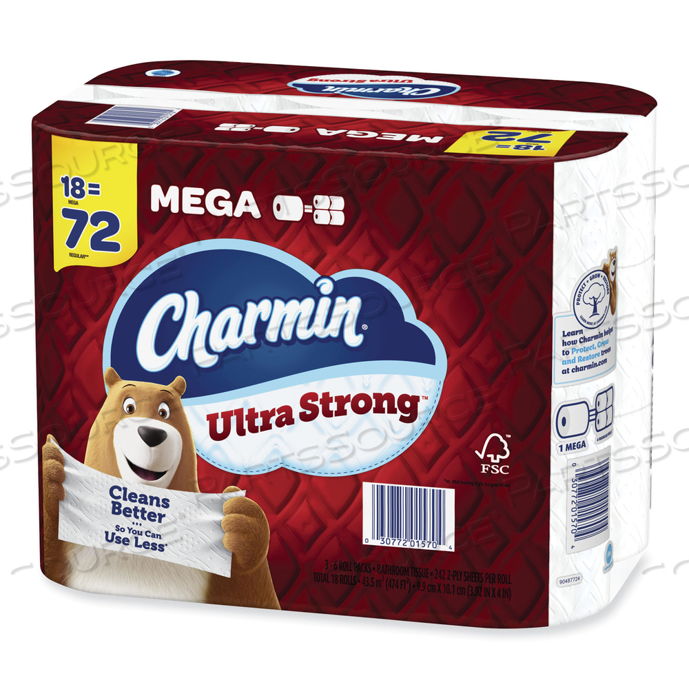 ULTRA STRONG BATHROOM TISSUE, SEPTIC SAFE, 2-PLY, WHITE, 242 SHEET/ROLL, 18/PACK 