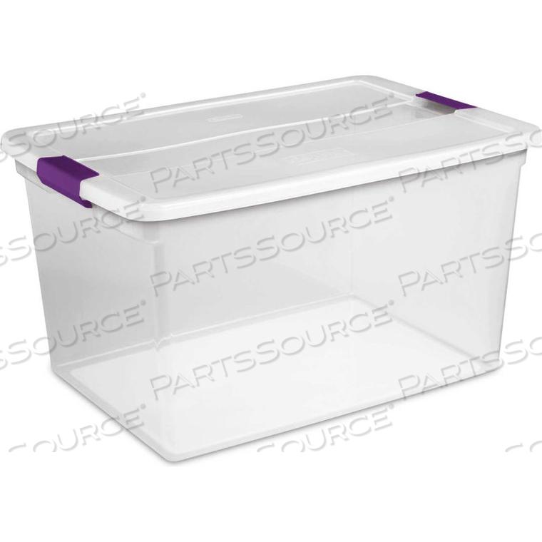 CLEARVIEW STORAGE BOX WITH LATCHED LID - 66 QT. 23-5/8"L X 16-3/8"W X 13-1/4"H by Sterilite CLEARVIEW STORAGE BOX WITH LATCHED LID - 66 QT. 23-5/8"L X 16-3/8"W X 13-1/4"H by Sterilite