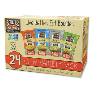 CHIPS VARIETY PACK, HICKORY BARBEQUE, SEA SALT, SEA SALT AND CRACKED PEPPER, OLIVE OIL, 1.5 OZ, 12/CARTON by Boulder Canyon