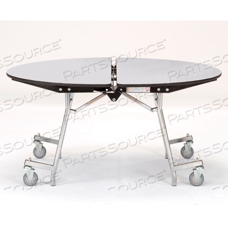 48" MOBILE ROUND TABLE - MDF WITH PROTECTEDGE - CHROME FRAME - GREY NEBULA by National Public Seating 48" MOBILE ROUND TABLE - MDF WITH PROTECTEDGE - CHROME FRAME - GREY NEBULA by National Public Seating