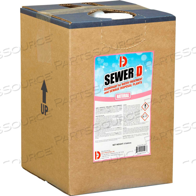 SEWER D DEODORANT FOR WATER TREATMENT AND SEWAGE DISPOSAL PLANTS, NATURAL, 5 GAL PAIL by Big D
