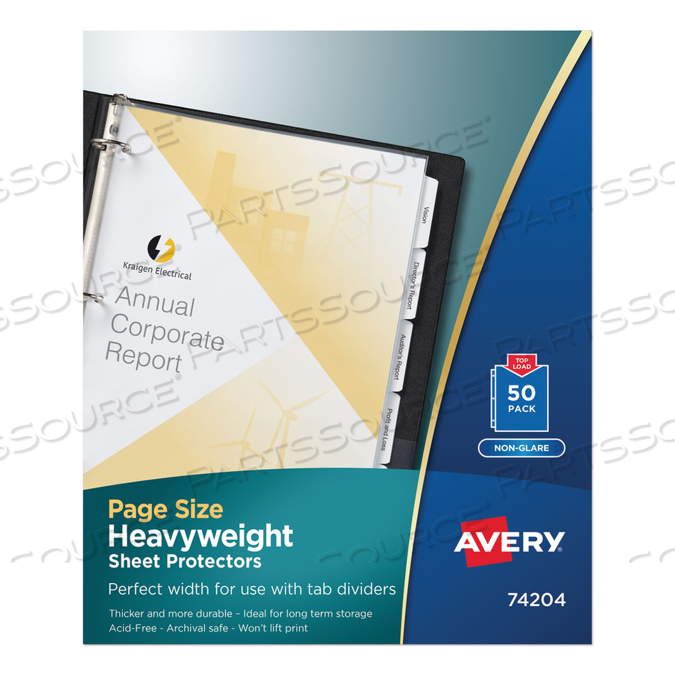 TOP-LOAD POLY THREE-HOLE SHEET PROTECTORS, NON-GLARE, LETTER by Avery