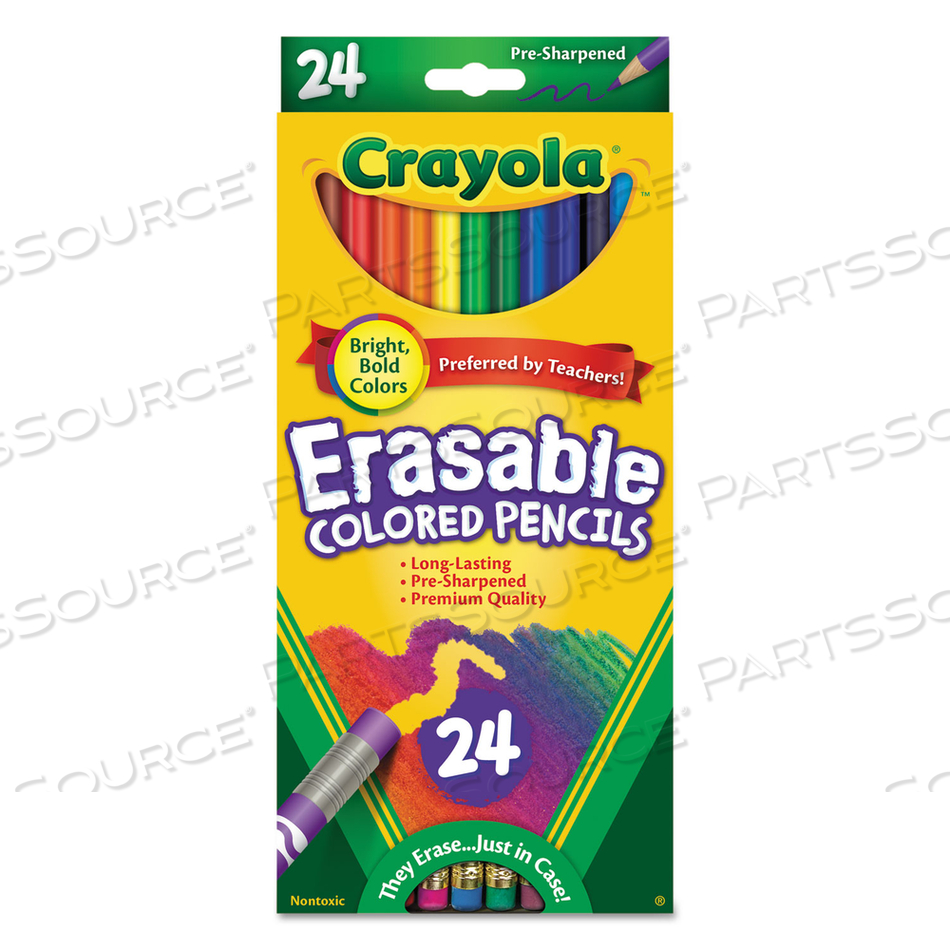 ERASABLE COLOR PENCIL SET, 3.3 MM, 2B (#1), ASSORTED LEAD/BARREL COLORS by Crayola