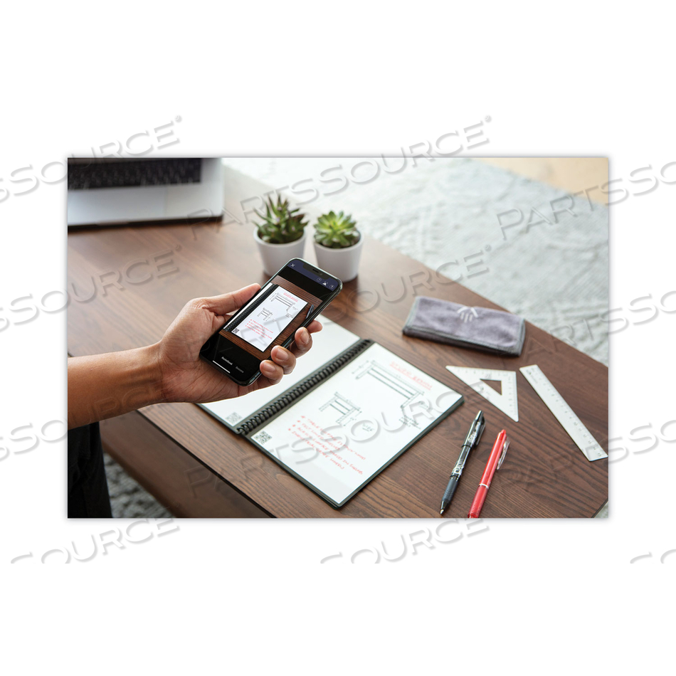 FUSION SMART NOTEBOOK, SEVEN ASSORTED PAGE FORMATS, BLACK COVER, 8.8 X 6, 21 SHEETS by Rocketbook