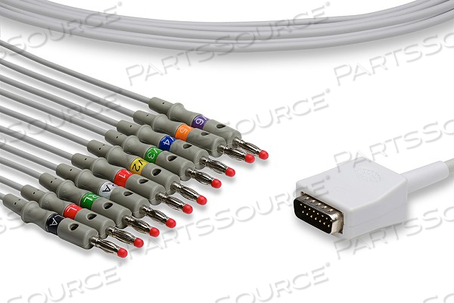 10 LEAD CABLE, 4MM, SAFETY BANANA LEADS, AHA 