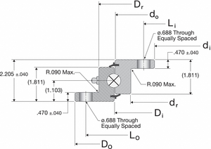 SLEWING RING STEEL 21.340 ID 25.150 OD by Silverthin Bearing