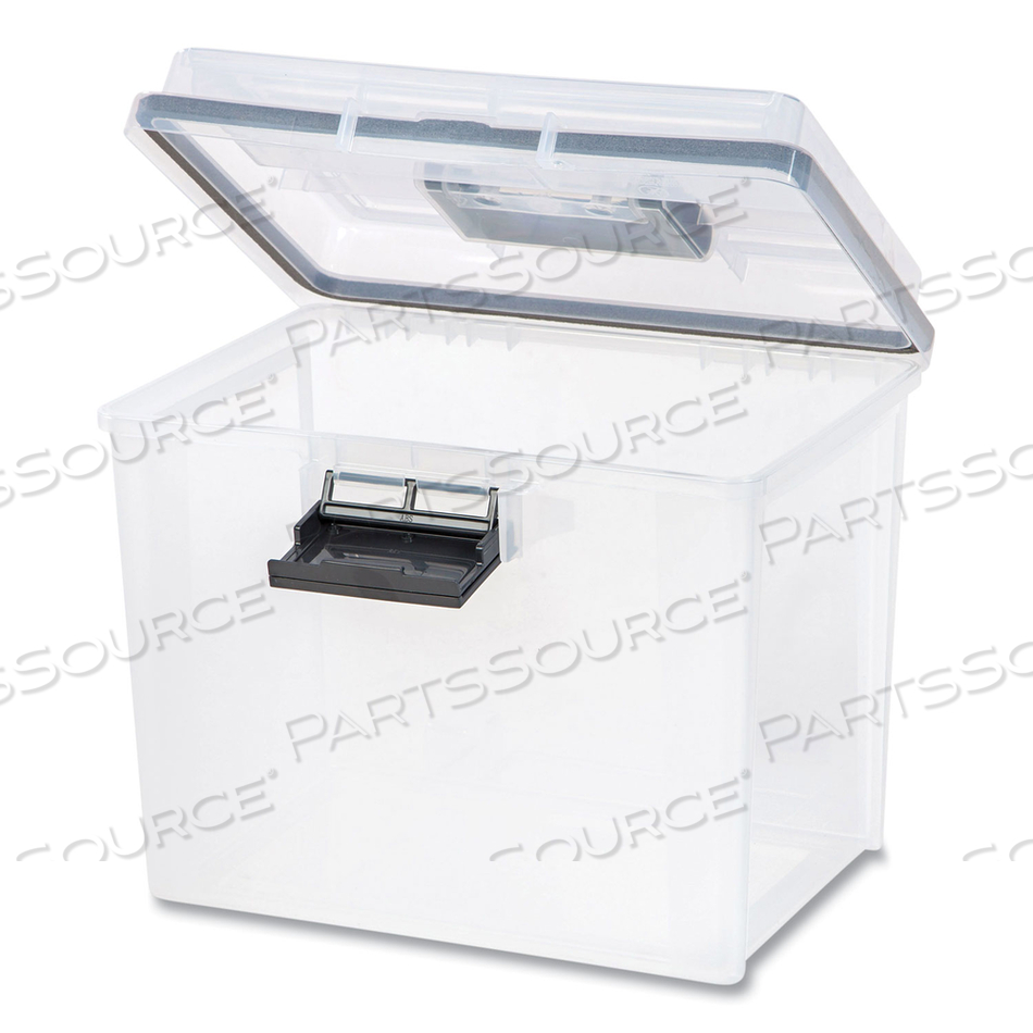 WEATHERTIGHT PORTABLE FILE BOX, LETTER FILES, 13.7 X 10.4 X 11.8, CLEAR/GRAY ACCENTS by Iris USA, Inc WEATHERTIGHT PORTABLE FILE BOX, LETTER FILES, 13.7 X 10.4 X 11.8, CLEAR/GRAY ACCENTS by Iris USA, Inc