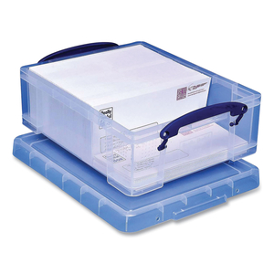 SNAP-LID STORAGE BIN, 2.14 GAL, 11" X 14" X 5", CLEAR/BLUE by Really Useful Box