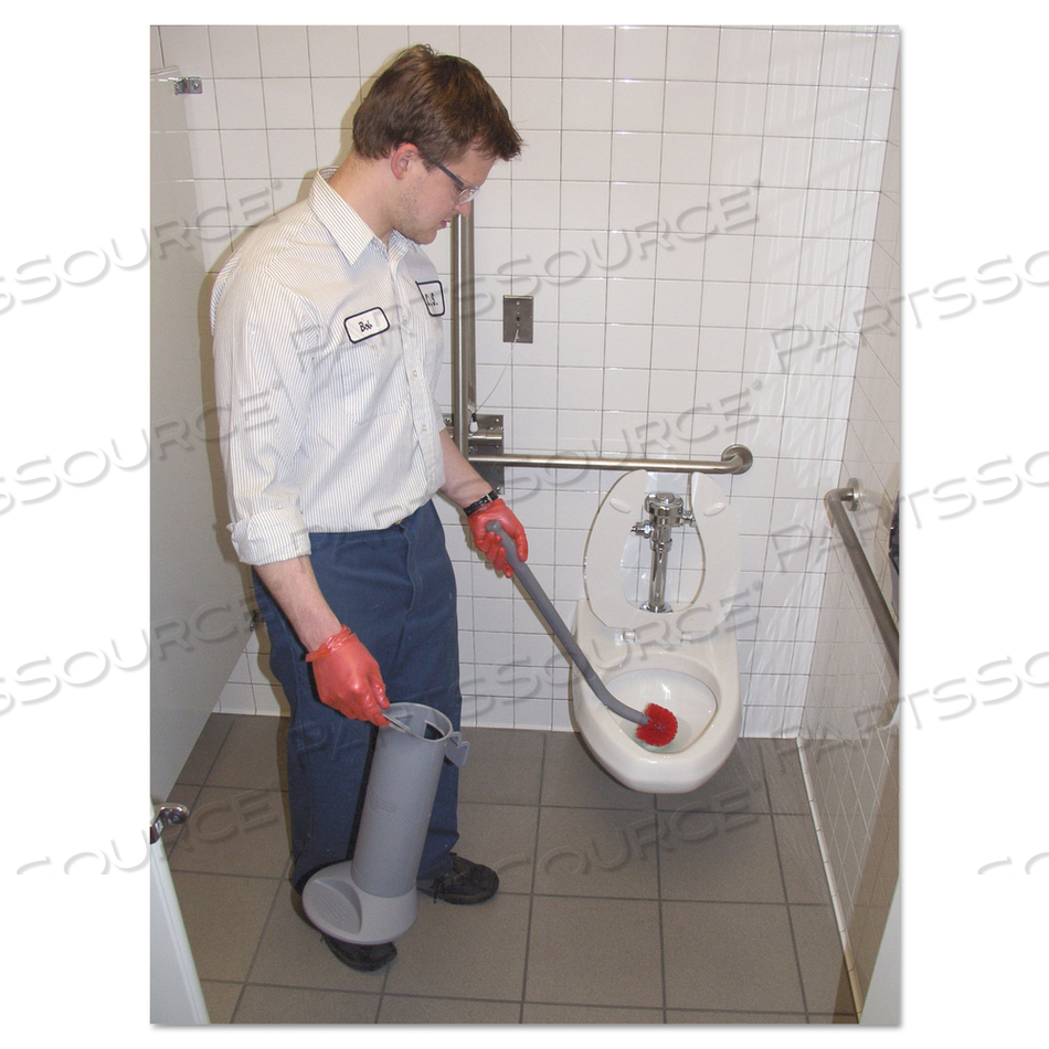 ERGO TOILET BOWL BRUSH COMPLETE: WAND, BRUSH HOLDER AND TWO HEADS, GRAY by Unger