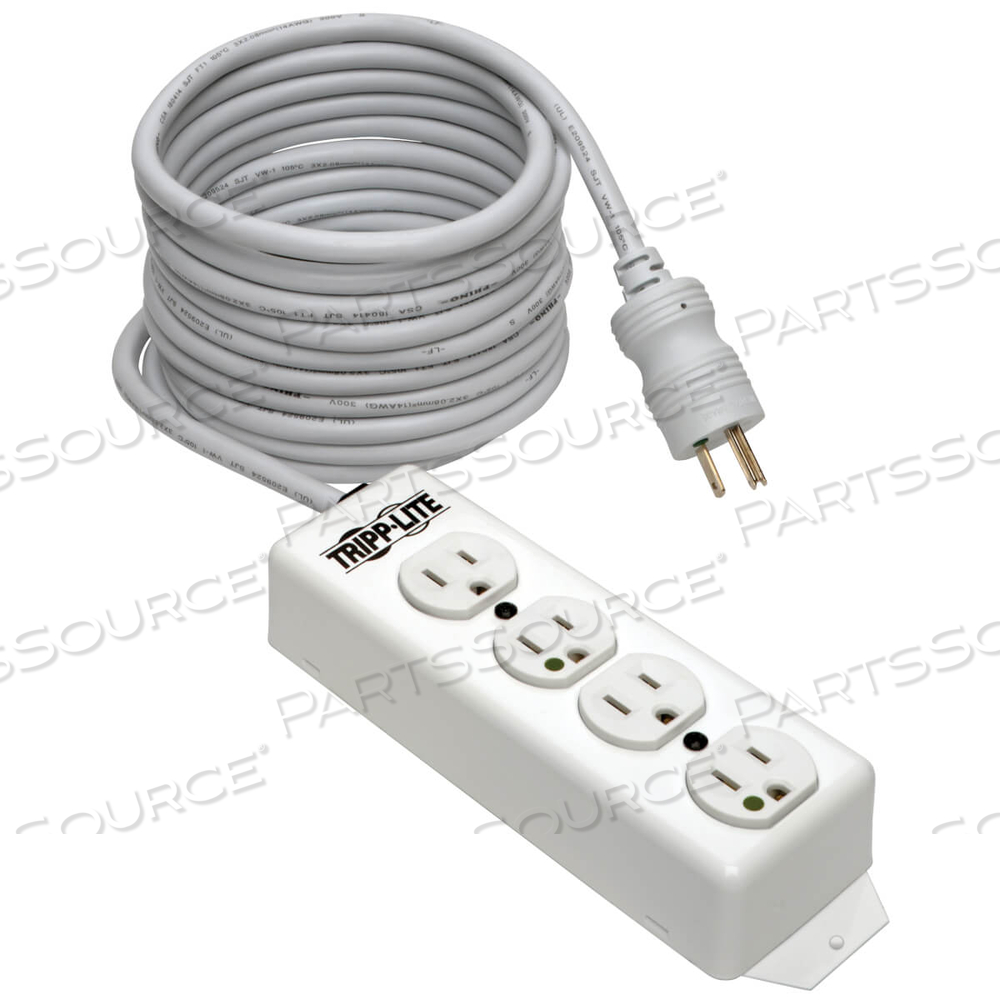POWER STRIP MEDICAL 120V 5-15R-HG 4 OUTLET 15FT CORD METAL by Tripp Lite