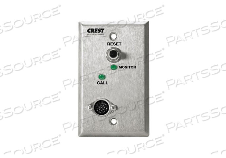 SINGLE PATIENT STATION, STAINLESS STEEL FACEPLATE, 8 PIN DIN JACK, 1 GANG by Crest Healthcare